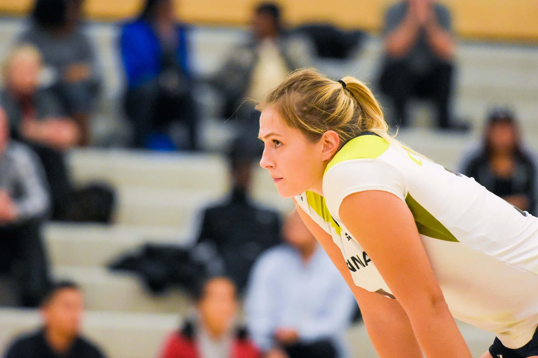 The Colts' Mari Pikkov looks on during women's volleyball action in their home opener against the Fleming Knights at Athletic and Wellness Centre.